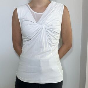Vince Camuto White Gathered Tank Top